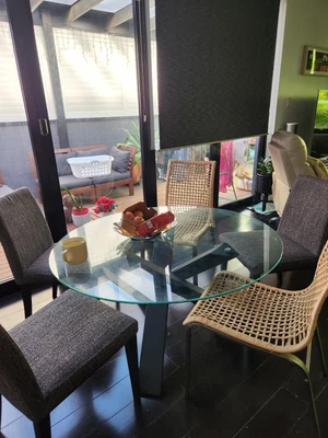 $150 • Buy 120cm Round Glass Dining Table