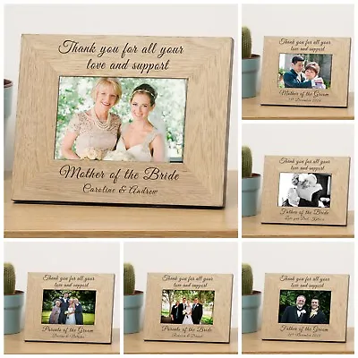 Wedding Wooden Photo Frame 6x4 - Thank You Parents Gift - Personalised Engraved • £15.52