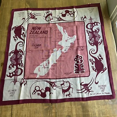  New Zealand Maori Rock Art Island Map Scarf By Dandy-Wool-26 X26” • $21.74