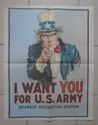 Large Poster Uncle Sam I Want You For U S Army 1975 • $4