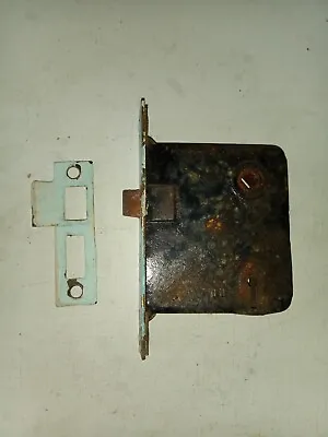  Vintage Metal Door Mortise Lock And Catch Striker Plate  Antique  • $20