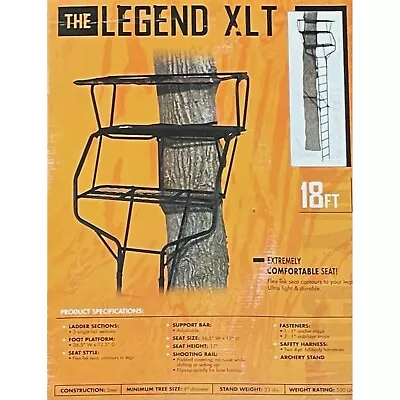 18 Ft Two Man Stand Muddy Legend XLT Deer Hunting Ladder Treestand W/2 Harnesses • $199.99