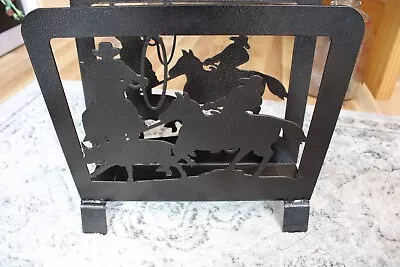 Neat! Metal Cowboys & Horses Magazine/Newspaper Rack - Riding Roping Western • $15