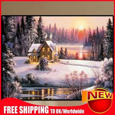 Painting By Numbers Kit DIY Snow House Canvas Oil Wall Art Picture Ornaments • £8.18