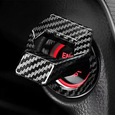 $7.19 • Buy Car Carbon Fiber Engine Start Stop Push Button Switch Cover Trim Accessories