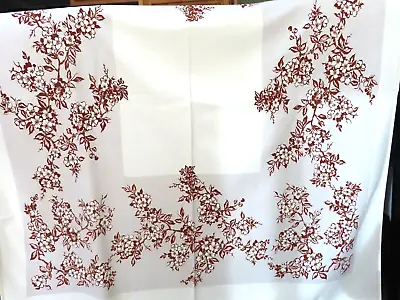 Vintage Print Tablecloth Monochrome Colors Cherry Blossoms Brown And Pink • $15