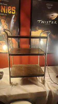 $69.99 • Buy Vintage Mid Century Modern Brown 3 Tier Metal Kitchen Cart With Outlet