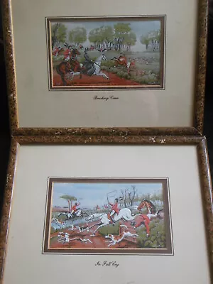 £39.99 • Buy Woven Silk J J Cash - BREAKING COVER & IN FULL CRY - Fox Hunting Scenes, Framed