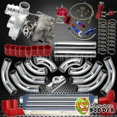 Univerial T3/T4 Turbo Kit V-Band TurboCharger+BOV+Chrome Piping+Couplers Red • $689.99