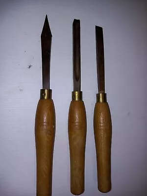 X3 Vintage Footprint  Sheffield Cast Steel Pocket Wood Turning Chisels • $10.09