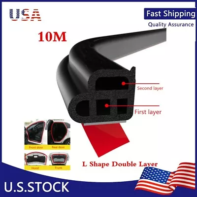 Upgraded 10M Double Layer Seal Strip Car Door Trunk Weather Strip Edge Moulding • $30.97