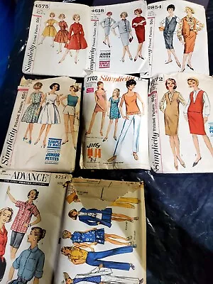 Lot Of 6 Vintage Miss Size Sewing Patterns 1940s 1950s 1960s 1970s Simplicity  • $2.99