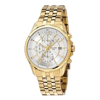 £99.99 • Buy Accurist Mens White Gold Chronograph Sports Watch RRP £175. New And Boxed.