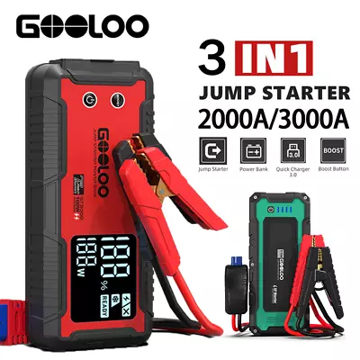 $119.99 • Buy GOOLOO Car Jump Starter Power Bank 2000A/3000A Jumper Pack 12V Battery Charger 