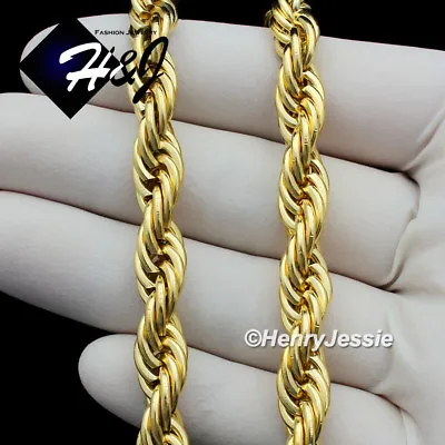 17 20 24 30 MEN's Stainless Steel 8mm Gold Plated Smooth Rope Chain Necklace*149 • $19.99