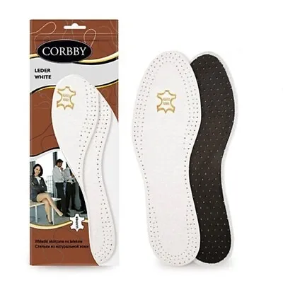 Leather Shoe Inserts Ladies Men's Insoles Black/White All Sizes • £5.32