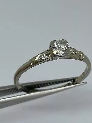 Vintage 18K White Gold European Cut Diamond Ring • $595