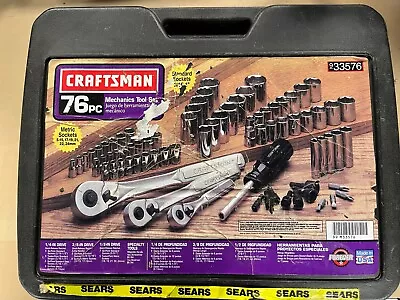 Vintage Craftsman USA 76pc Mechanics Tool Set 33576 Ratchet Socket 1/4  3/8  1/2 • $179.99