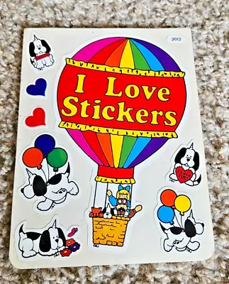 Vintage 1980's Dog Heart Sticker Sheet Hot Air Balloon • $8