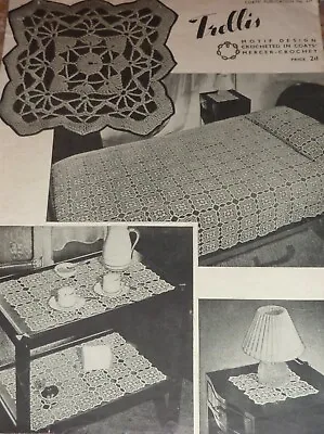 Vintage Crocheting Pattern Coats Publication Bedspread Lamp & Trolley Mats No 23 • £2