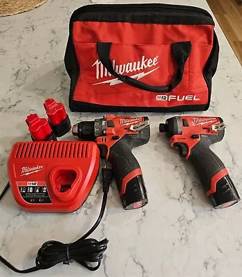 Milwaukee M12 Fuel 2-Tool Combo Kit W/ Drill 2504-20 & Impact Driver 2553-20  • $99