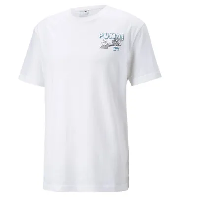 Puma Downtown Graphic Tee Mens White Casual Tops 53716302 • $14.99