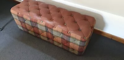 £56.80 • Buy Long Chesterfield Buttoned Club Stool Tweed Leather Halo