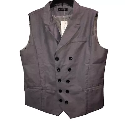 New Mage Male Mens Size 3XL Gray Double Breasted Button Up Pockets Suit Vest • $19.95