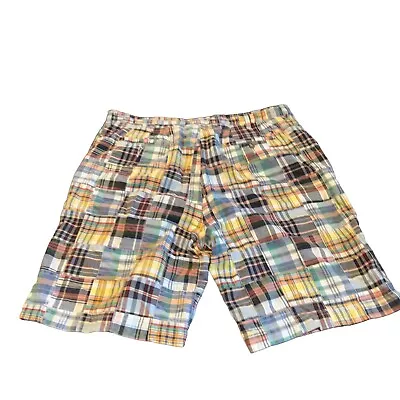 Tommy Hilfiger Shorts Mens 38 Patchwork Madras Plaid Cotton Bermuda Golf Travel • $12