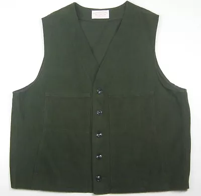 Vintage Filson Mens Moleskin Button Up Vest Solid Green Fits XL SEE MEASUREMENTS • $110