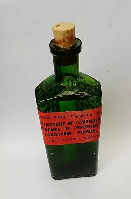 Green ' Practical ' POISON BOTTLE Wisbech LABELLED Laudanum 5 In NOT TO BE TAKEN • $124.32