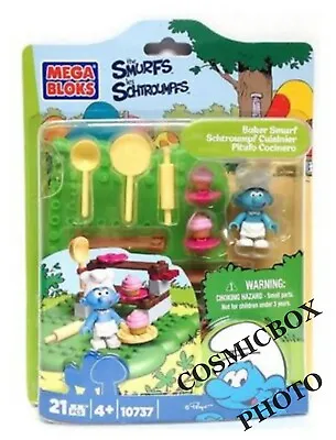 MEGA BLOKS Series SMURFS Figure Cook 10737 Blister Smurf Baker Figure • $15.84