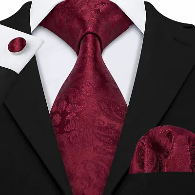 £10.99 • Buy New Mens Silk Tie Set Paisley Floral Wedding Necktie Pocket Square Cufflinks Pin