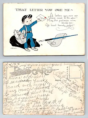 That Letter You Owe Me Postcard Mail Carrier Divided Back Artist-Signed • $7.90