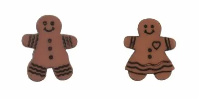 Christmas Buttons Gingerbread Man Woman 18mm  - Shank -  Jumper Craft • £4.36