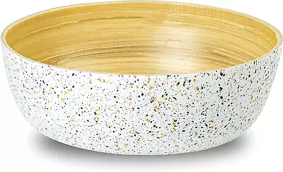 Culture Large Bamboo Salad Bowl - Eco-Friendly Handmade White Terrazzo • £15.99