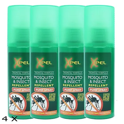 4 X XPEL Mosquito & Insect Repellent Pump Spray  Long Lasting Protection 75 ML • £8.49