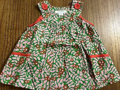 Baby Girls Vintage Country Road Green Pink Red Floral Print Dress 0 - 3 Month EC • $2.99