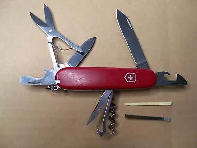 Victorinox Climber Swiss Army Pocket Knife - Red - Scissors & Hook - Very Good • $17.99