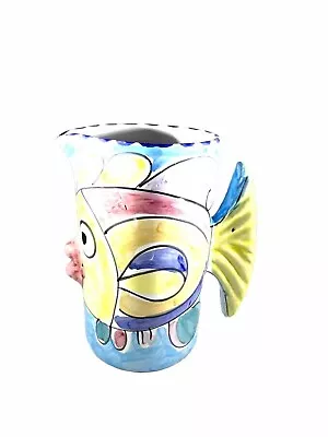 Majolica Pottery Colorfull Fish Pitcher 8  • $11.51