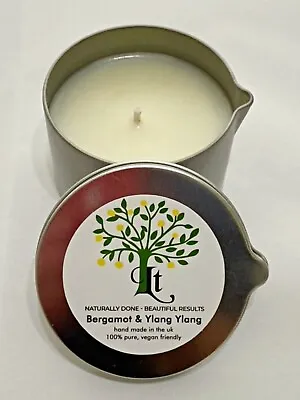 Massage Candle Bergamot & Ylang Ylang Skin Nourishing Anti Ageing 100% Natural • £13.99