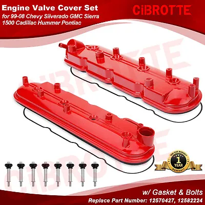 LH & RH Valve Cover Set W/ Gasket & Bolts For 99-08 Chevy Silverado GMC Cadillac • $78.97