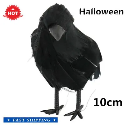 Black Lifesize Raven Movie Prop Fake Crow Halloween Hunting Decor Bird 10CM • £3.20