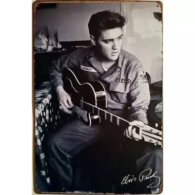 Vintage Elvis Presley Metal Sign 50s Rock & Roll Poster Tin Sign Decor 12x8 • $13.50