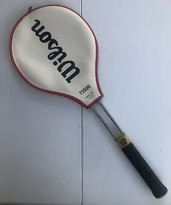 Vintage WILSON T2000 TENNIS RACKET USA 4-5/8  GRIP With COVER • $27