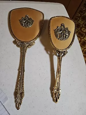 VANITY 24K GOLD PLATED METAL Mirror Brush Nontarnishable Rare Vintage • $35