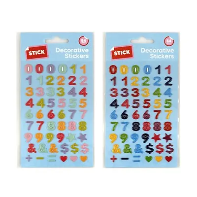 $3.99 • Buy 54 Numbers Colorful 3D Stickers Sheet Bullet Journal Bubble Style Hearts