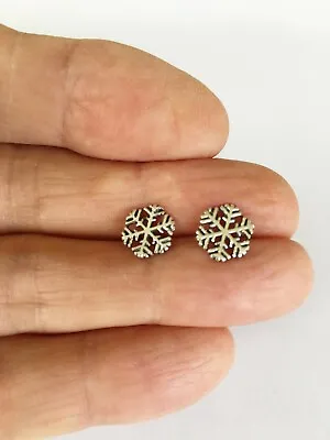 $11.88 • Buy Sterling Silver 10mm Snowflake Hypo-Allergenic Post Stud Earrings.