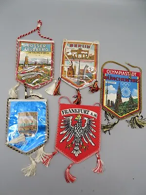 5 Vintage Germany Flags Pennants Berlin Frankfurt 1972 Munchen Heidelberg • $100