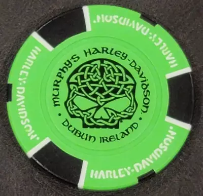 MURPHY'S HD~ (IRELAND) Neon Green/Black ~ INTER'NL HARLEY DAVIDSON POKER CHIP • $8.99